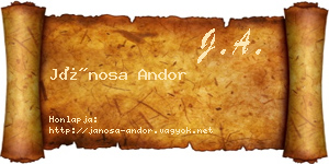 Jánosa Andor névjegykártya